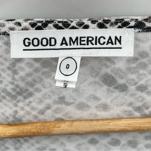 Good American The Runaround Snakeskin Print Wrap Dress Midi Size XS Mobwife - Picture 9 of 11